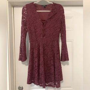 Witchy wine colored lace corset dress